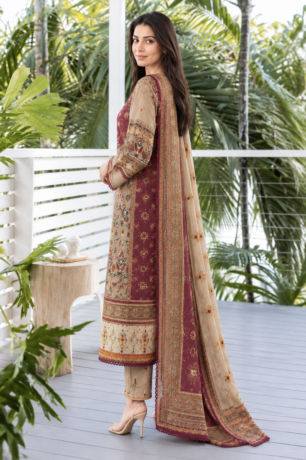 Floral Embroidered Pakistani Lawn Suit