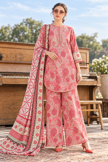 Blush Pink Paisley Printed 3-Piece Suit – Customized Stitched | Ayesha Boutique