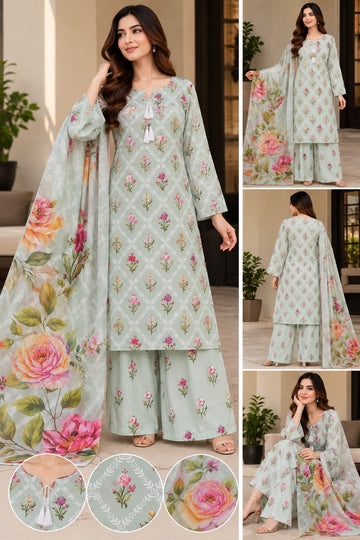 Ayesha Boutique – Elegant Mint Green Printed 3-Piece Suit