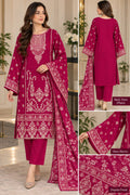 Crimson Red Embroidered Pakistani Lawn 3-Piece Suit