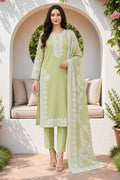 Sage Green Chikankari Embroidered Lawn 3-Piece Suit