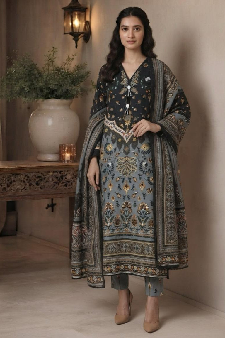 Pakistani Printed Lawn 3-Piece Suit with Dupatta